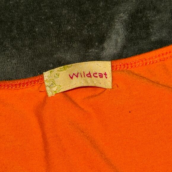 Y2K Wildcat Halter Dress Neon Orange Women's Size M/L Lace Trim Boho Preppy - Picture 7 of 7